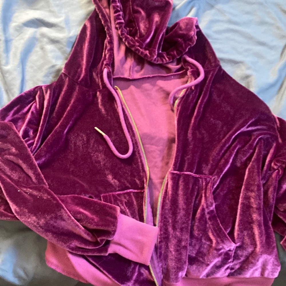 Purple Suede crop hoodie